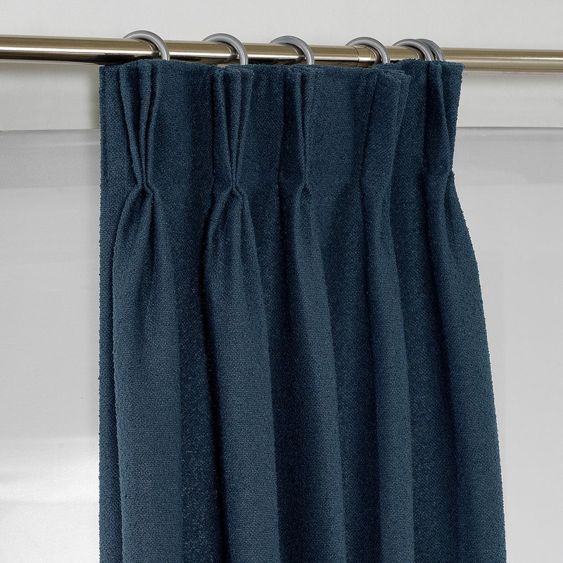 Extra Long & Extra Wide Polyester Decorative Curtain Pinch Pleat Single Panel, 52" W x 100" L, Blue