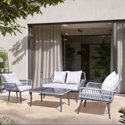 Gonneke 4 - Person Patio Conversation Sets with Cushions