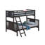 Lit superposé simple au-dessus d'un lit double gris de style transitionnel, bois massif, insert et serrure, lit moderne en bois d'ingénierie avec nuance et arrangement commun
