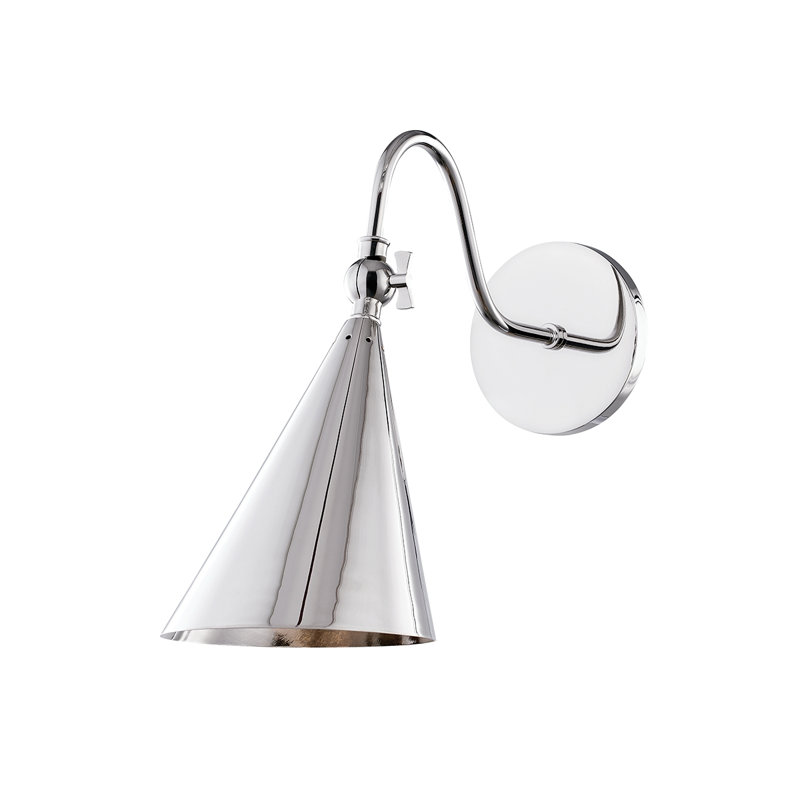 Cogan 1-Light Dimmable Armed Sconce, Polished Nickel