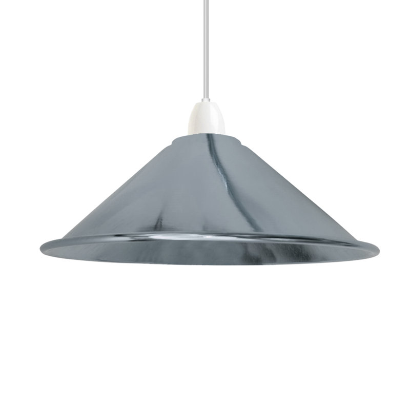 Vintage 10cm H Metal Cone Lamp Shade, Chrome