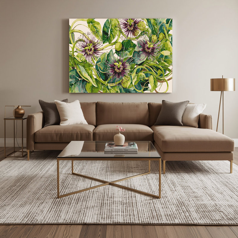 «Hawaiian Lilikoi Vines», art mural sur toile verte, H 16 po x l 20 po