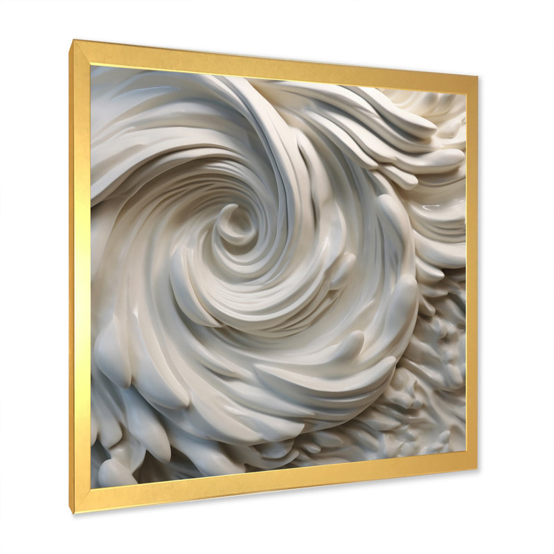 Crème spirale nébuleuse I - impressions abstraites en spirales murales, Cadre doré à une seule photo