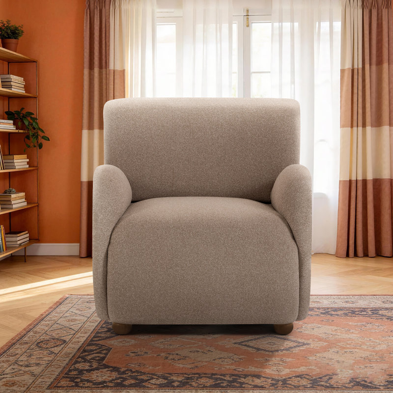  Wingback Upholstered Accent Chair, Brown