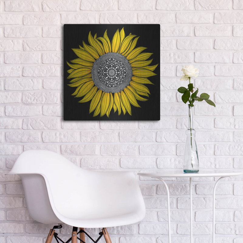 Bungalow Rose «Sunflower Mandala» par Hello Angel, art mural en métal, H 24 po x l 24 po