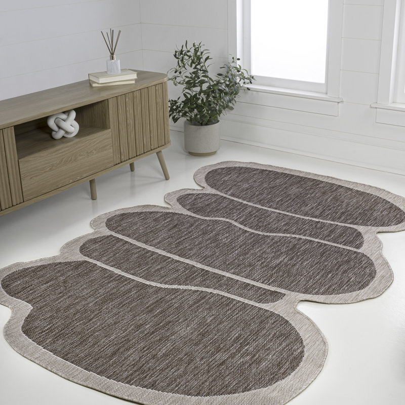 Tapis d'intérieur / extérieur brun clair / beige Monte Modern, Nouveauté 6 pi 2 po x 9 pi