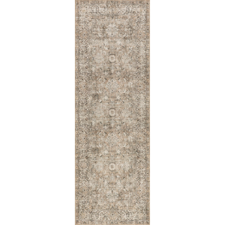 Jeccica Distressed Vintage Medallion Jute Blend Polyester Area Rug