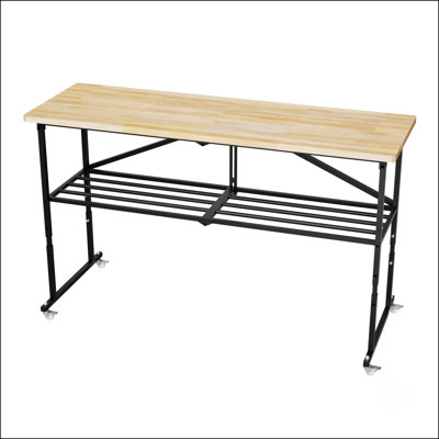 Smartfold Heavy-Duty Folding Butcher-Block Workbench - Portable Wood-Top Utility Table With Locking Casters And Quick-Collapse Steel Frame