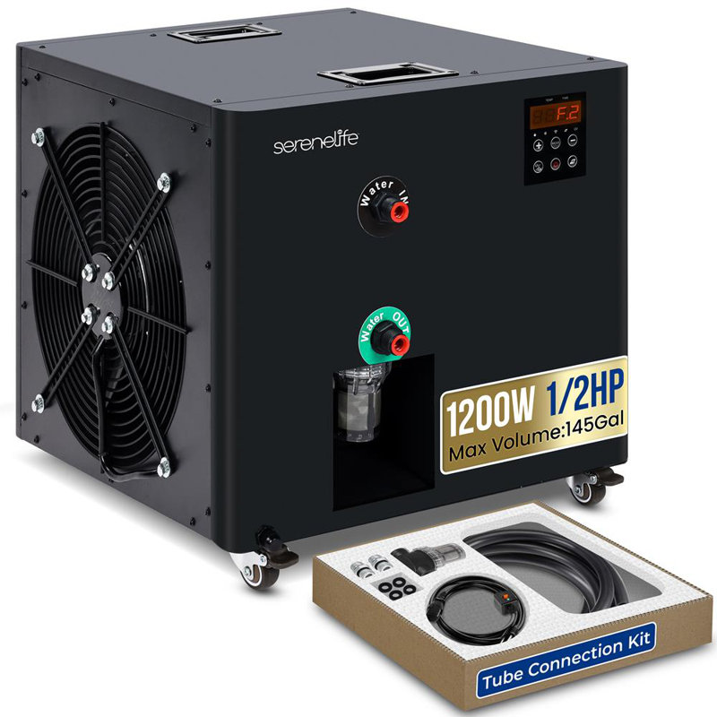 Refroidisseur d'eau à eau froide - Système de refroidissement 1200W 1/2 HP avec compresseur de réfrigération silencieux, un interrupteur à clé, volume d'eau maximum de 145 Gal