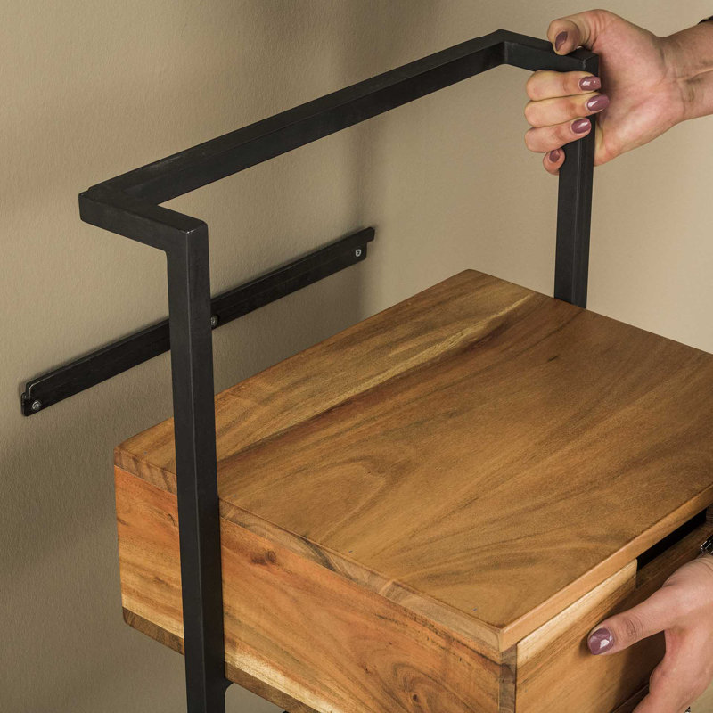 44cm W Steel Bedside Table