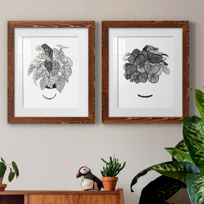 " B&W Indoor Plant I " 2 - Pieces