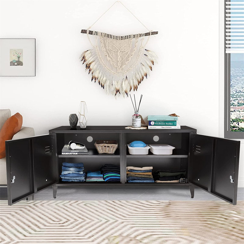 Kousa 42'' Wide 2 - Shelf Storage Cabinet with Cable Management