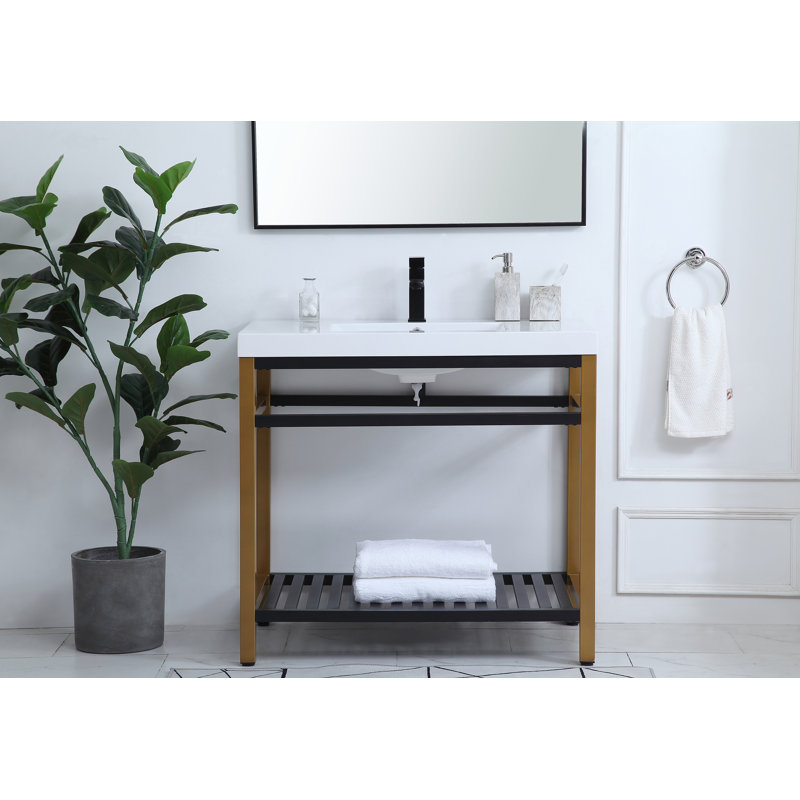 Meuble-lavabo simple 36 po Raya, Doré / noir