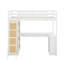 Lit mezzanine simple avec échelle, tablettes et bureau