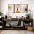 Mid Century Modern Boho "Retro Vibrant Yellow & Red Nordic Artwork, Abstract Sun Light Living Room Pictures, Framed Canvas 3 Pieces Print Wall Art"-70252460-70252467