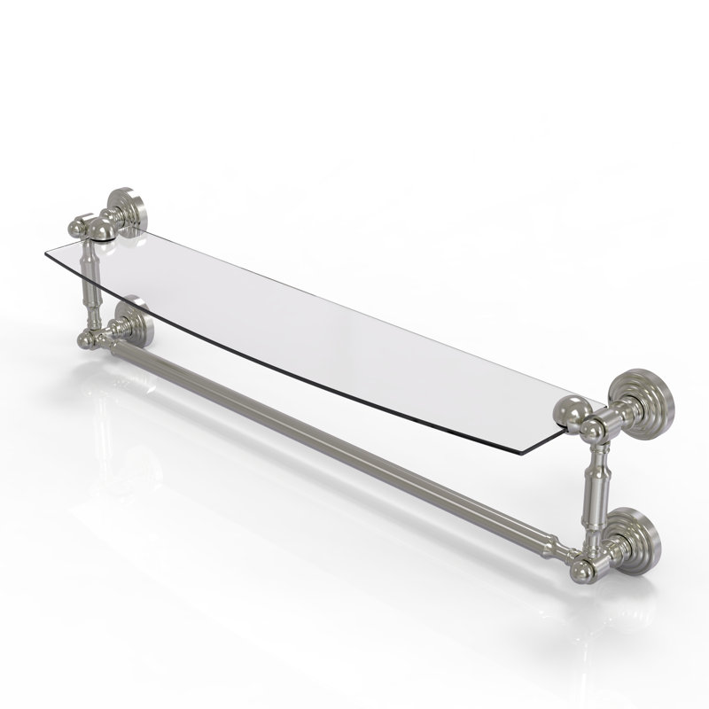 Beresford Bracket Shelf with Towel Bar, 5" H x 25.7" W x 6.1" D, Satin Nickel