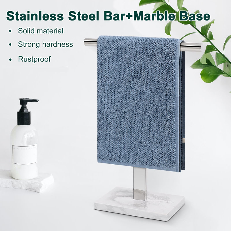 Porte-serviettes à main, support à serviettes en forme de T pour salle de bain, support à serviettes sur barre, Chrome
