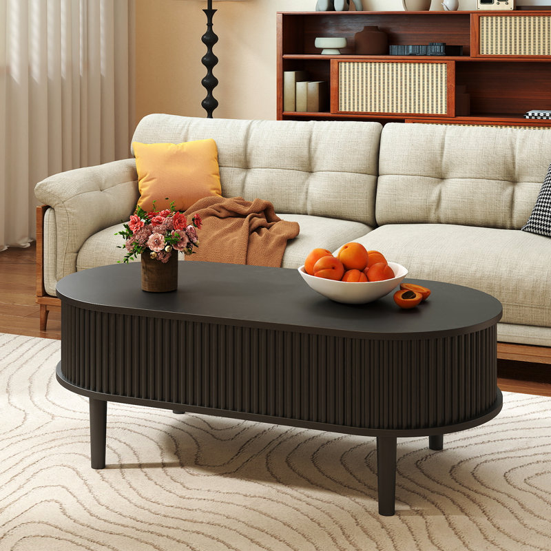 39" Fluted Lift Top Coffee Table, Black