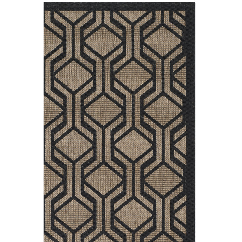Arneshia Geometric Black/Brown Indoor/Outdoor Area Rug, Square 6'7"