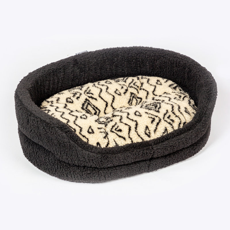Geometric Fleece Pet Bed, 25cm H x 55cm W x 76cm D