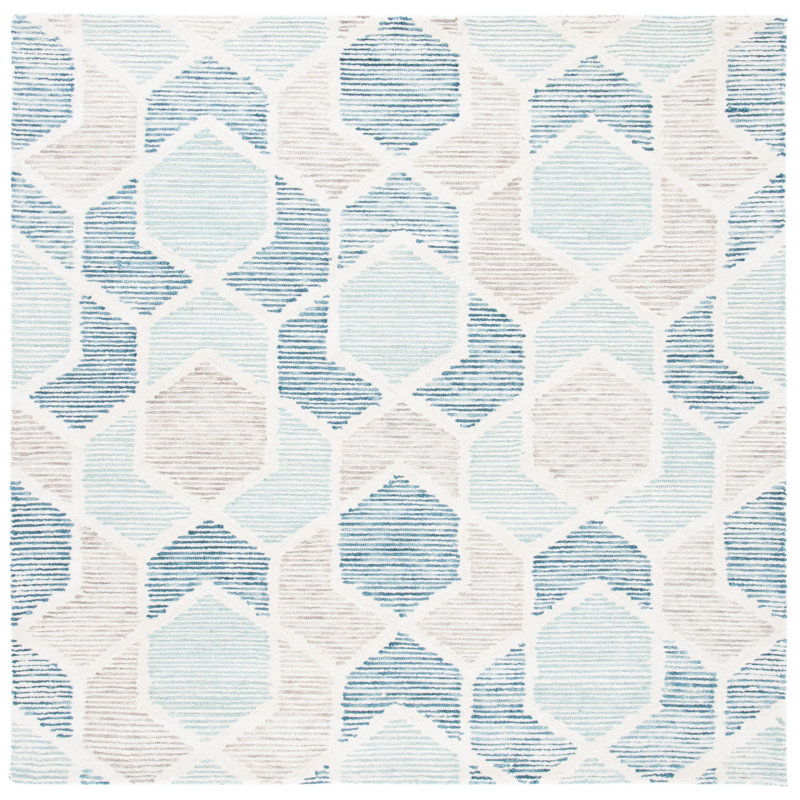Tapis géométrique en laine / coton touffeté à la main Milhouse, Carré 6 pi