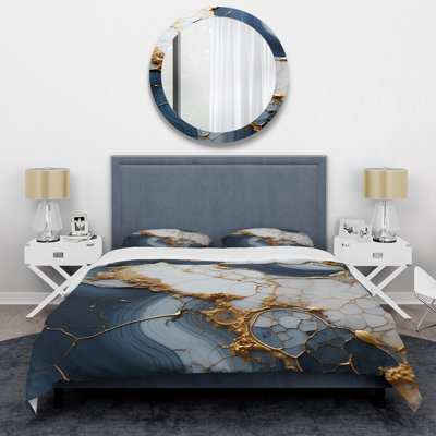 Ensemble de housse de couette or et bleu