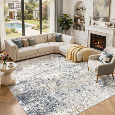 Dagmar Area Rug Living Room Rugs - Large Soft Indoor Neutral Modern Abstract Low Pile Washable Rug Carpet for Bedroom Dining Room Farmhouse Home Office