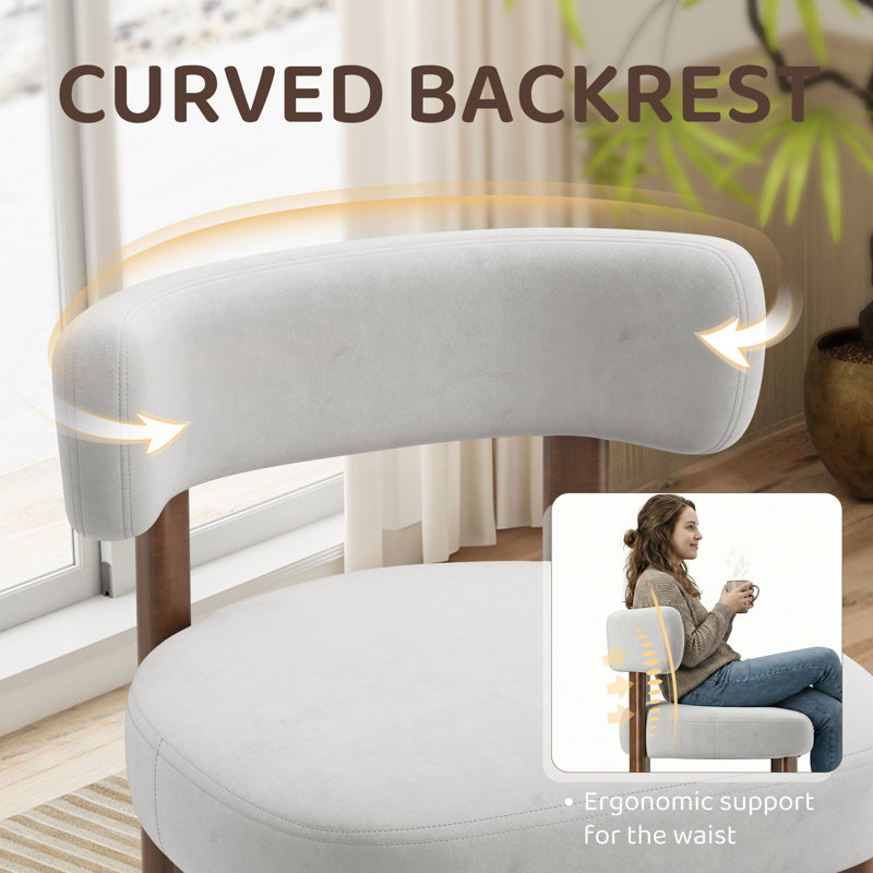 Upholstered Solid Wood Dining Chair Side Chair, White