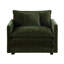 Fauteuil d'appoint à dossier simple en tissu de chenille vert avec coussin décoratif-2130848031
