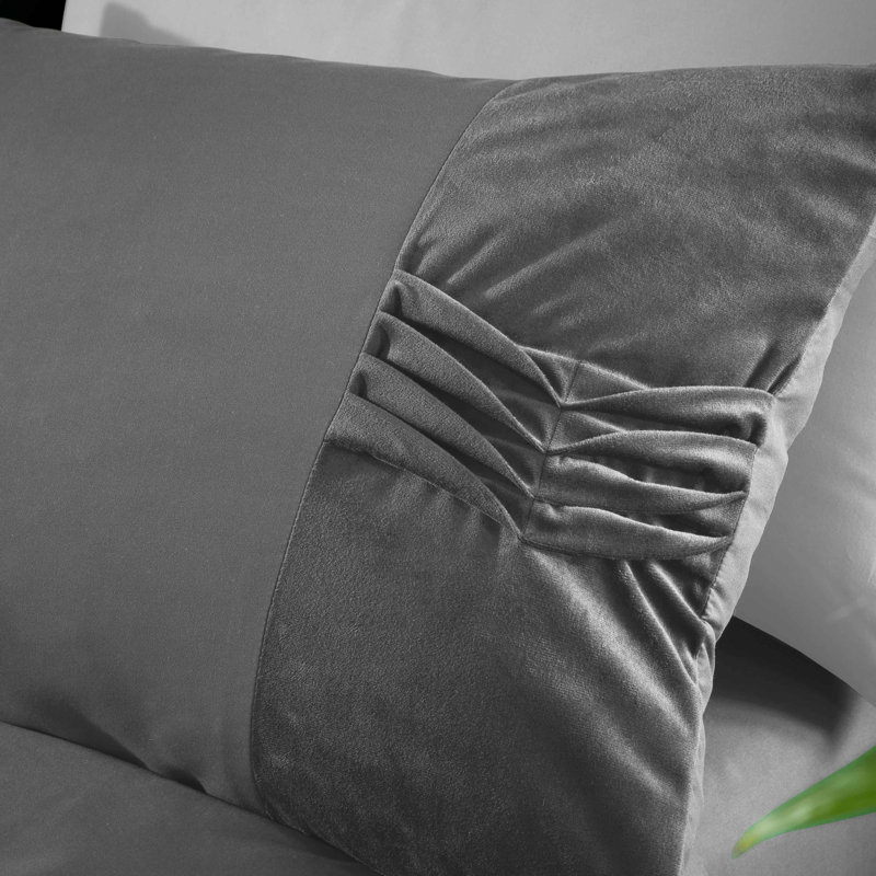 Microfibre 2 Piece Modern Duvet Cover Set, Grey, Kingsize Duvet Cover Set + 2 Standard Pillowcases