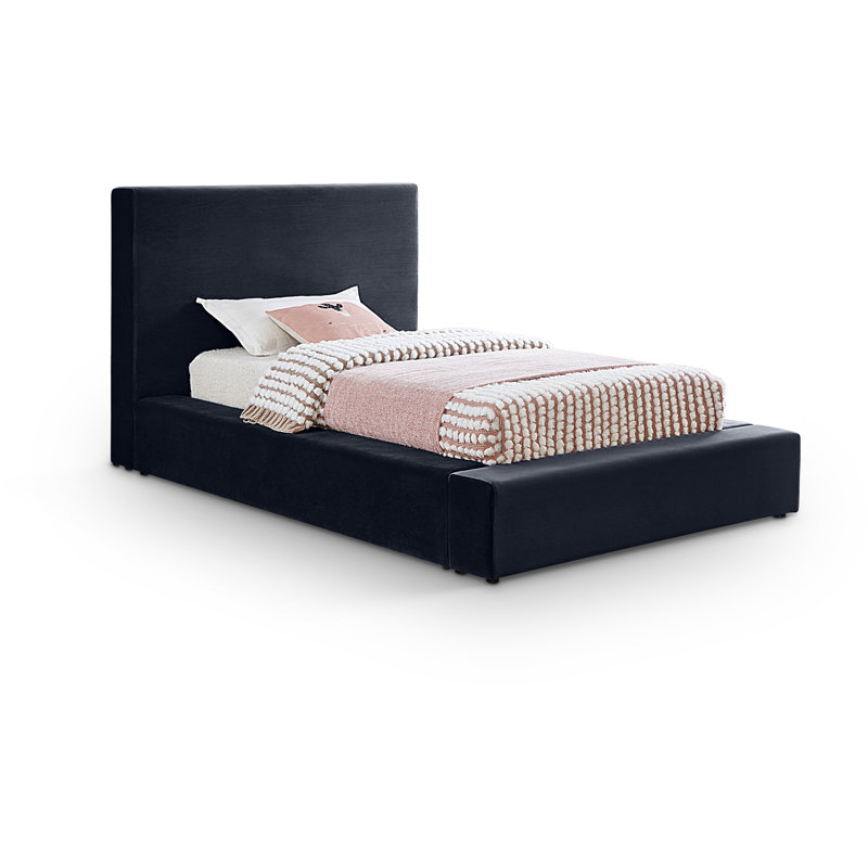 Ishia Upholstered Platform Bed, Twin, Cream Velvet