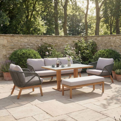 6 - Person Patio Dining Set with Rectangular Table , Cushions Included