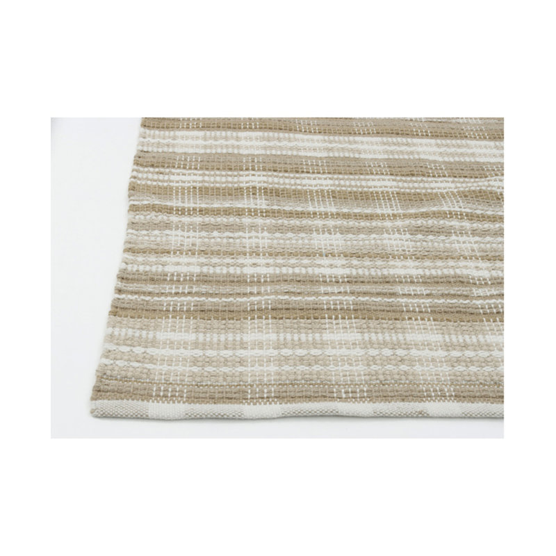 Tapis beige rayé en polyester 2 pi 6 po x 8 pi Pitloom