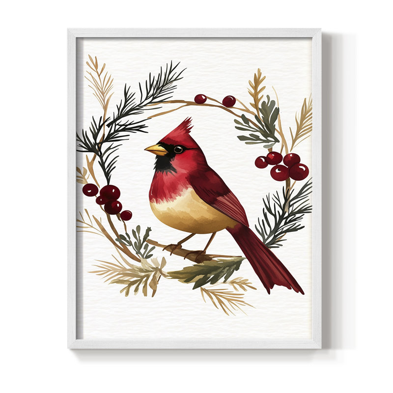 «Christmas Holiday Art», reproduction d'art encadrée - Bois massif, H 11 po x l 9 po, Blanc