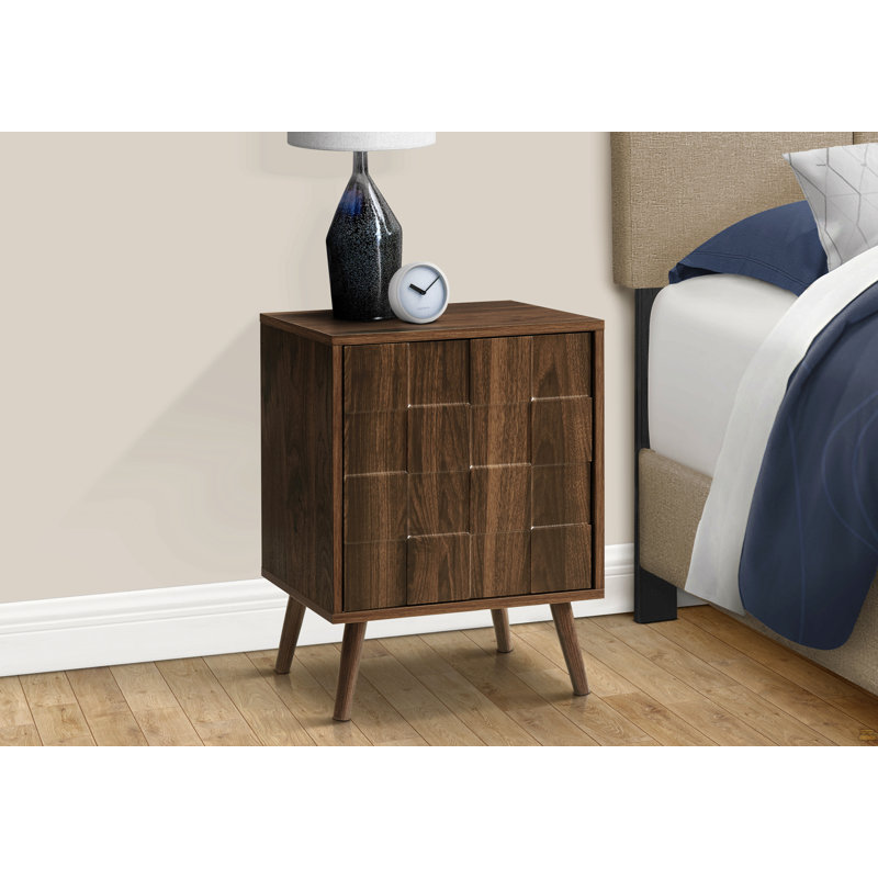 Table d'appoint, bout, table d'appoint, petit, rangement, lampe, stratifié noyer, moderne