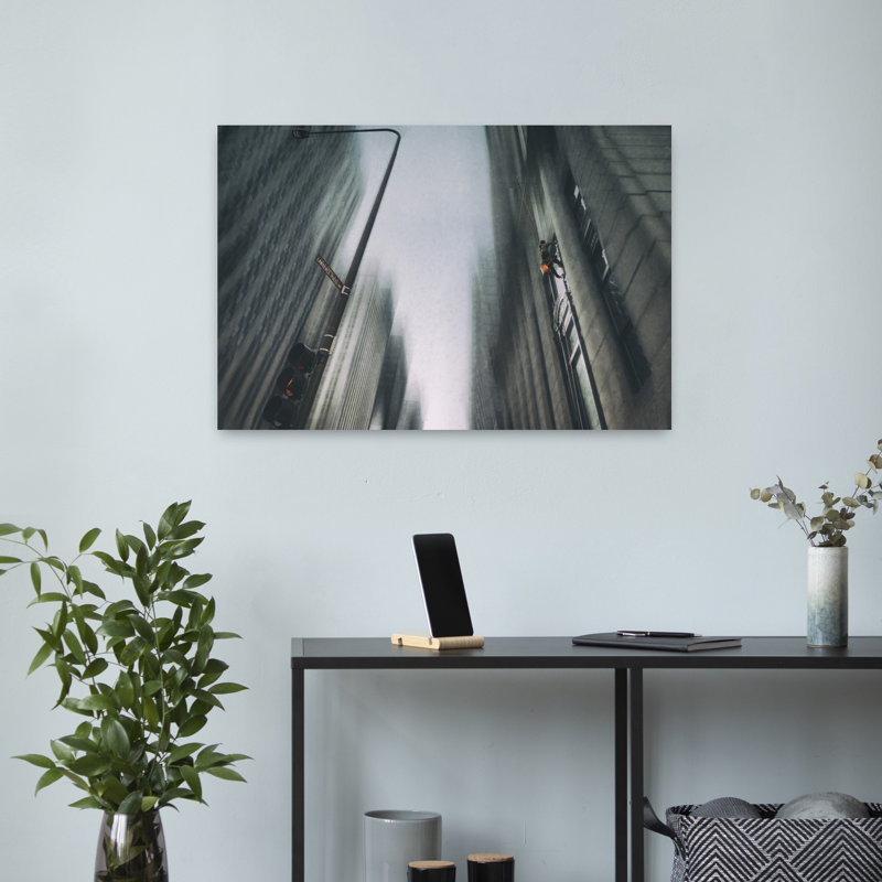 Art mural contemporain abstrait de fenêtre, H 16 po x l 24 po