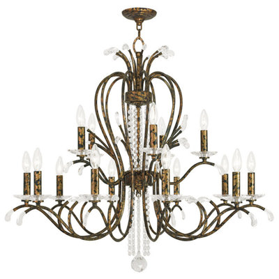 Lustre classique 15 lumières à abat-jour