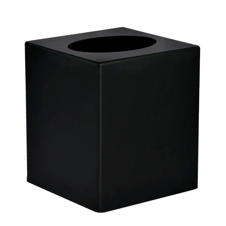 AuldHome Square Tissue Box Cover (Black); Modern Farmhouse Enamelware  Tissue Holder