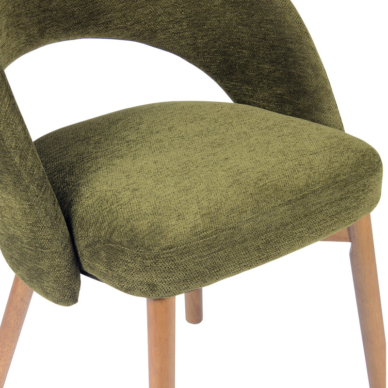Chaises de salle à manger Aurevo de style moderne du milieu du siècle, revêtues de tissu vert, avec dossier incurvé et pieds en bois massif. Chaises de cuisine rétro pour salle à manger, restaurant. Montage facile.