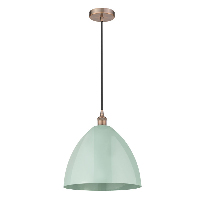 Luminaire suspendu conique à 1 lumière Schiavone, Cuivre antique, Écume de mer