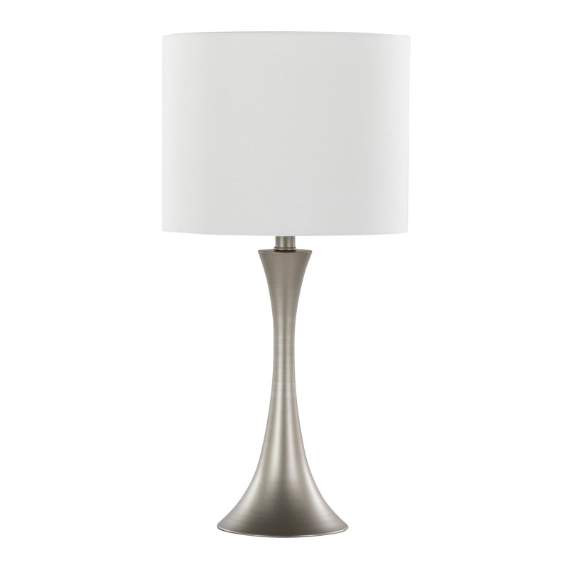 Contemporary Accent Table Lamp, Silver, White