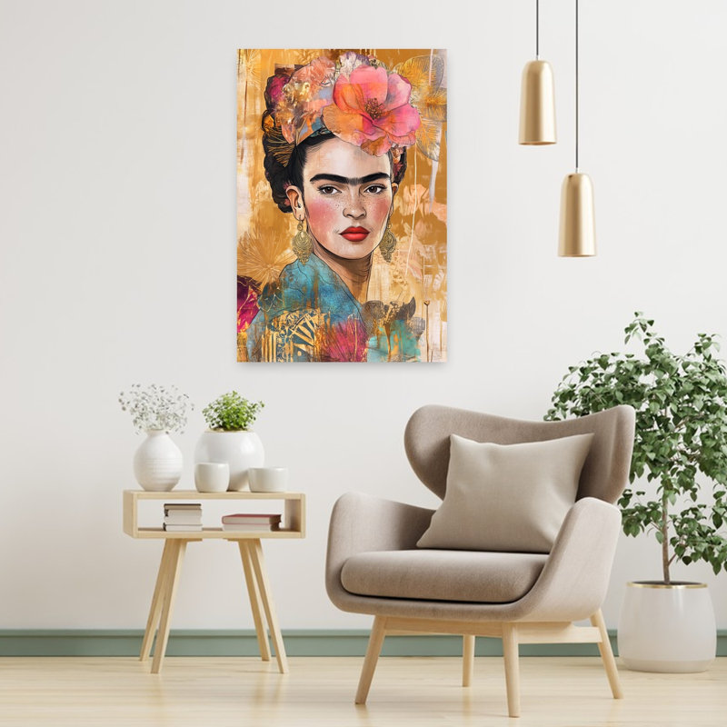 Portrait floral expressif, impression élégante, 36" H x 24" W