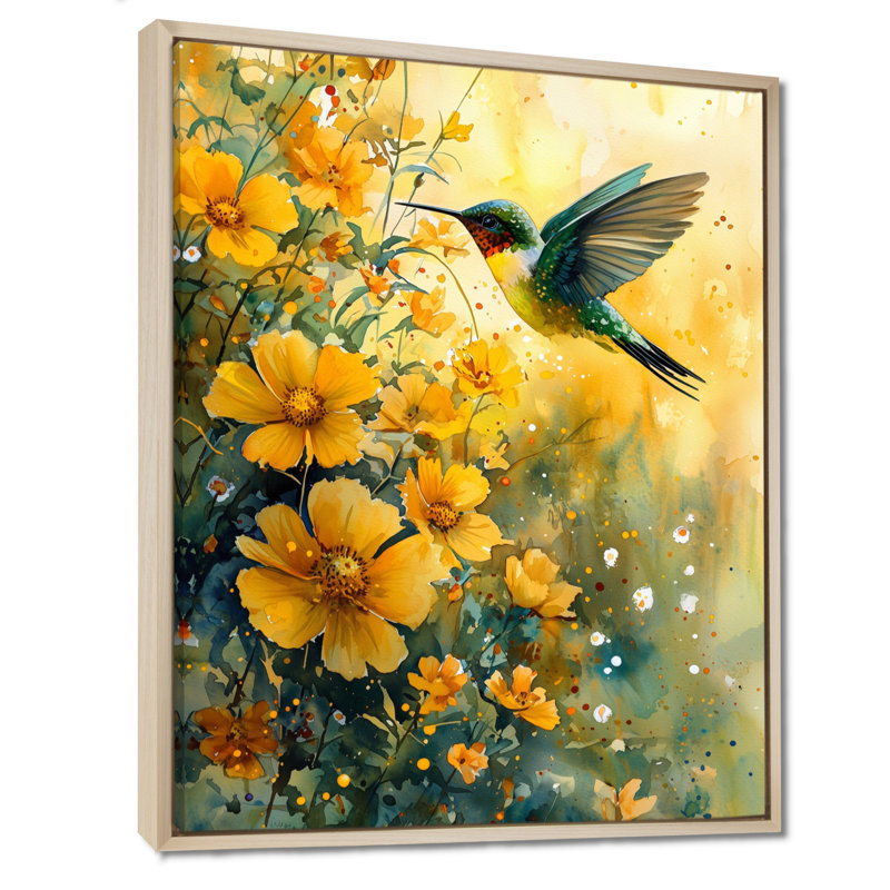 Art mural sur toile Morrison Hummingbird In The Sunshine II, H 32 po x l 16 po, Reproduction avec cadre flottant, Cream