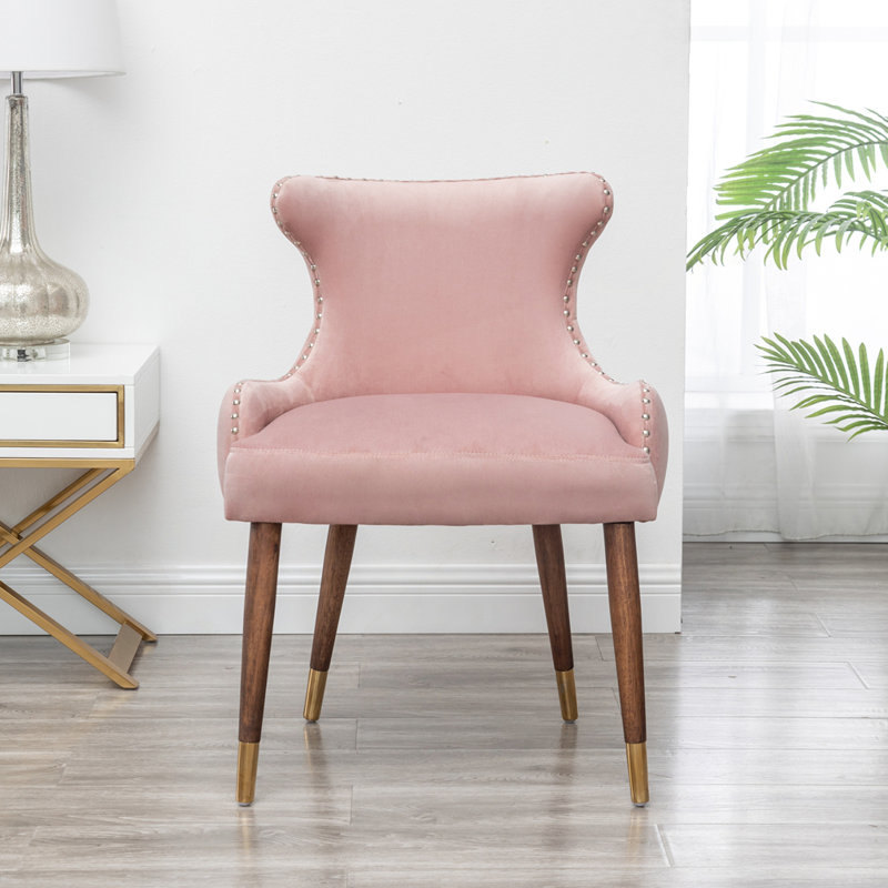 Fauteuil demi-tonneau capitonné à dossier capitonné, Rose