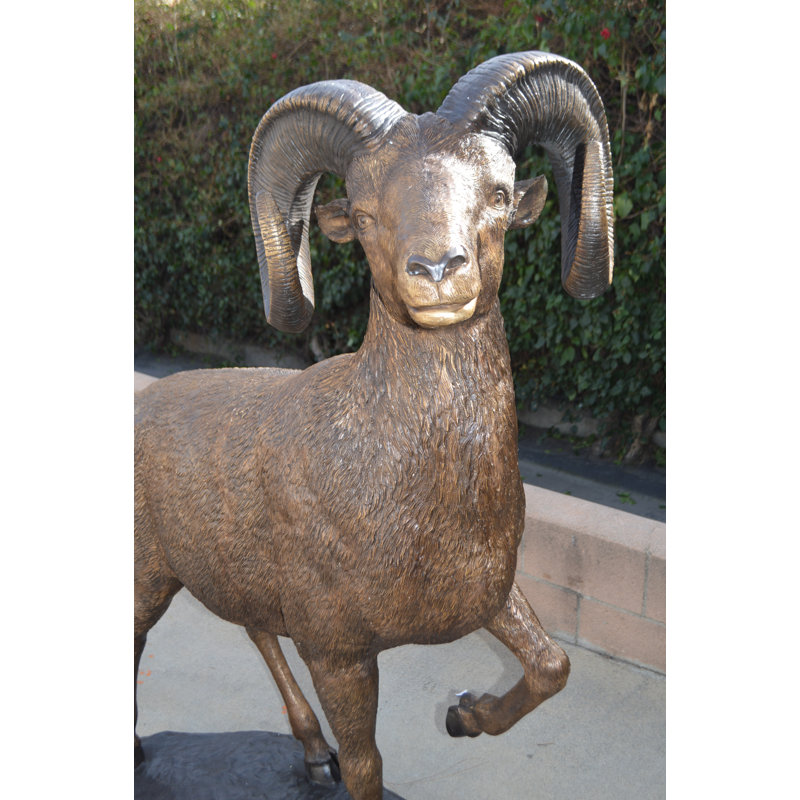 Majestic Bronze Big Horn Sheep Garden Statue, 61" Tall