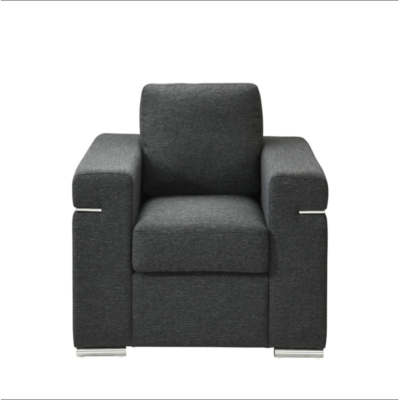 Chaise avec accoudoirs en lin, Lin noir