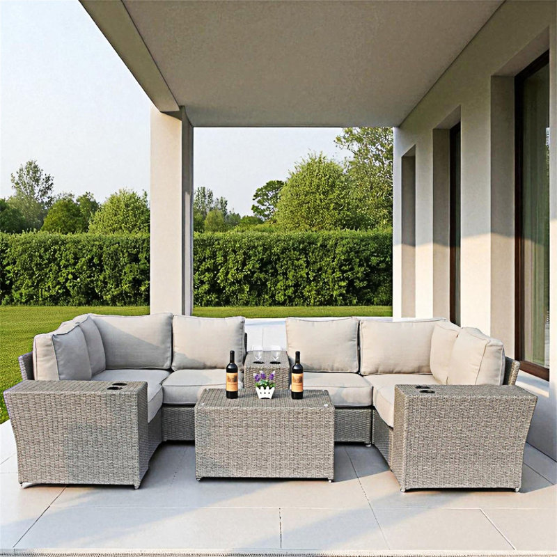 Ensemble modulaire d'extérieur 4 places avec coussins