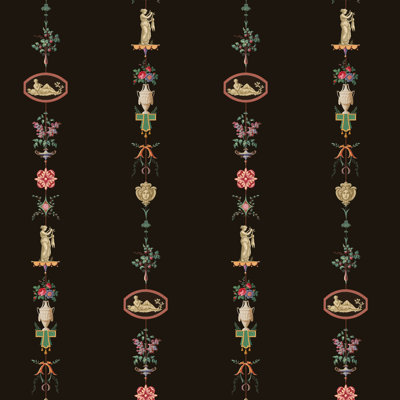 NeoClassical Stripe - Black Lacquer Wallpaper