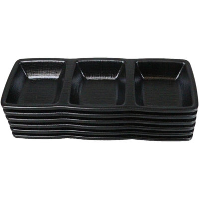 Pack Of 6 Melamine 3 Partition Condiment Sauce Dipping Bowl Or Dishes