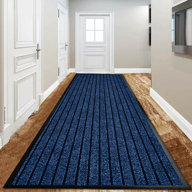 Nakale Striped Indoor / Outdoor Doormat, Blue, Rectangle W40 x L60 cm